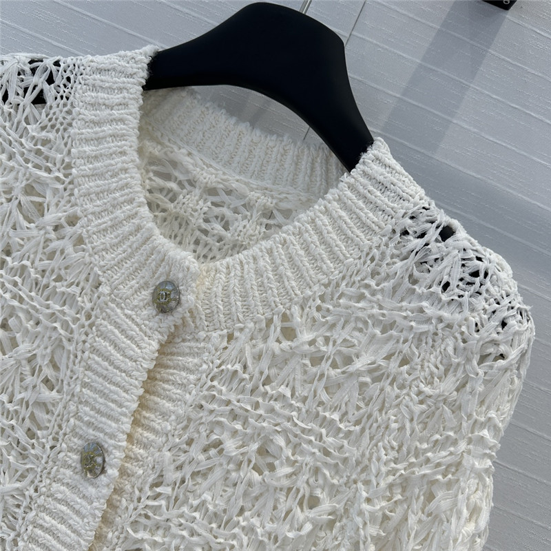 Chanel Woven Crochet Cardigan White