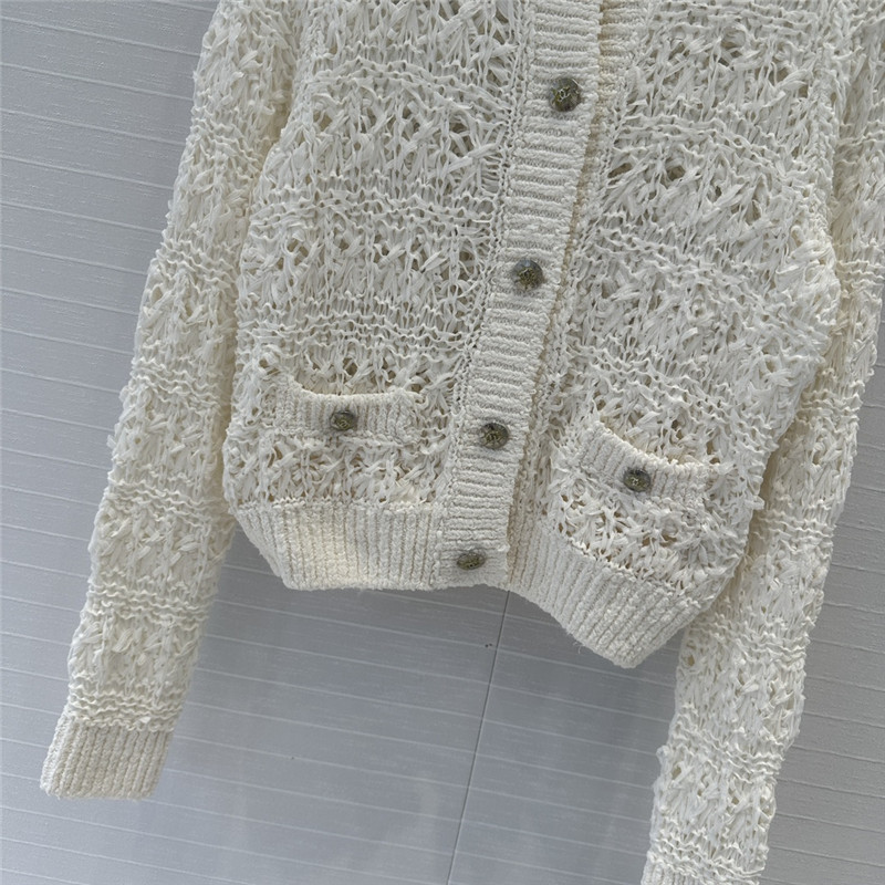 Chanel Woven Crochet Cardigan White