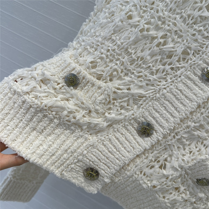 Chanel Woven Crochet Cardigan White