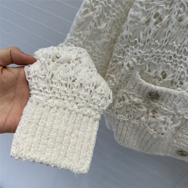 Chanel Woven Crochet Cardigan White