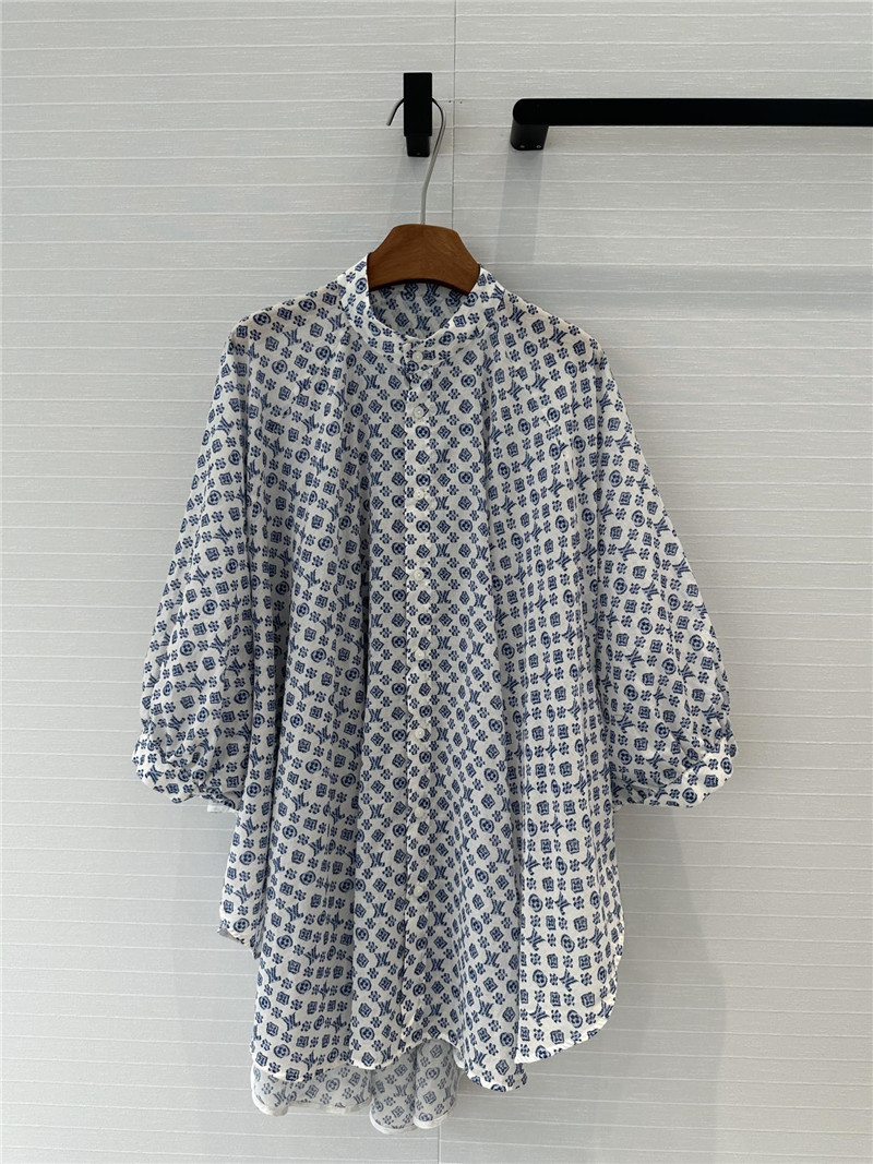 louis vuitton LV palm print shirt dress replica clothes