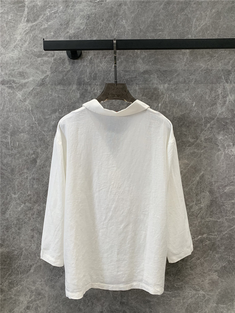 Va1e*ntin0 cotton and linen v-neck shirt cheap replica designer clothes