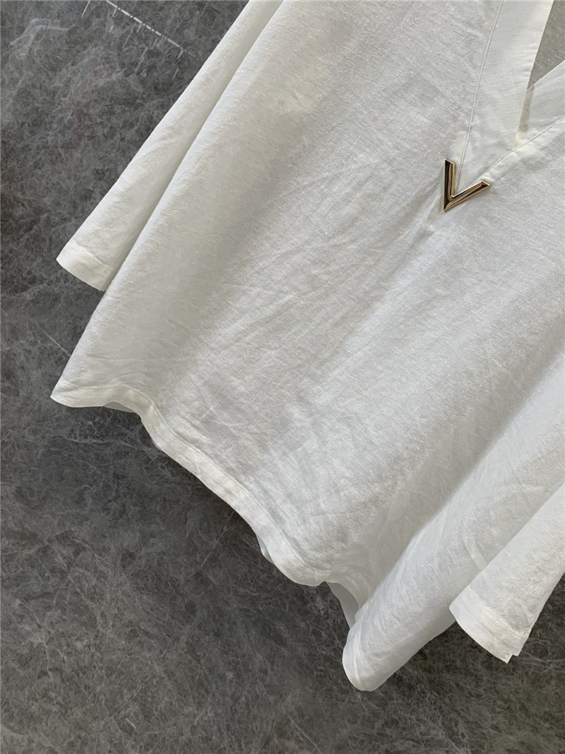 Va1e*ntin0 cotton and linen v-neck shirt cheap replica designer clothes