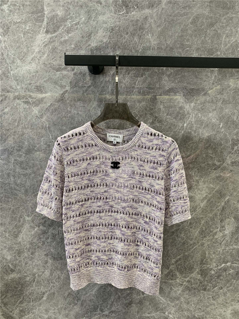 Chanel all-match hollow short-sleeved knitted top replica clothes