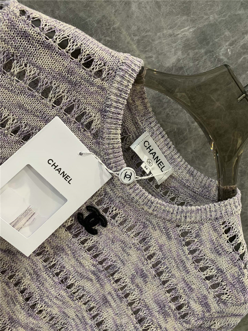 Chanel all-match hollow short-sleeved knitted top replica clothes