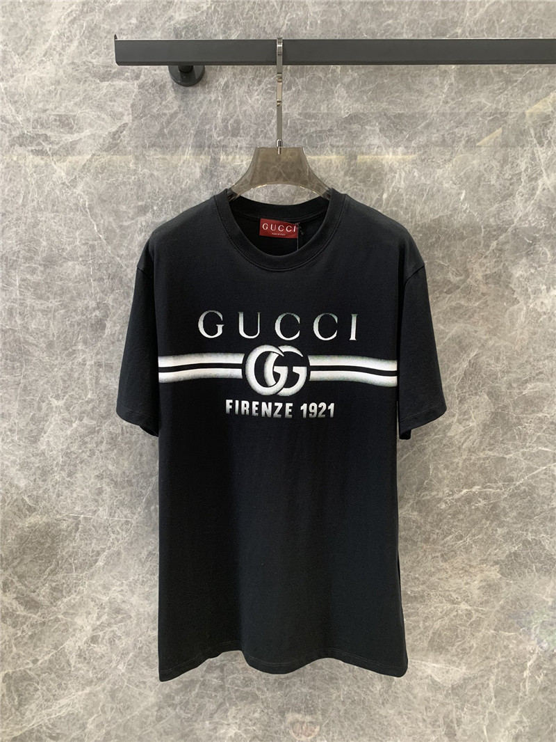 Gucci double G print round neck short sleeve T-shirt replica clothes