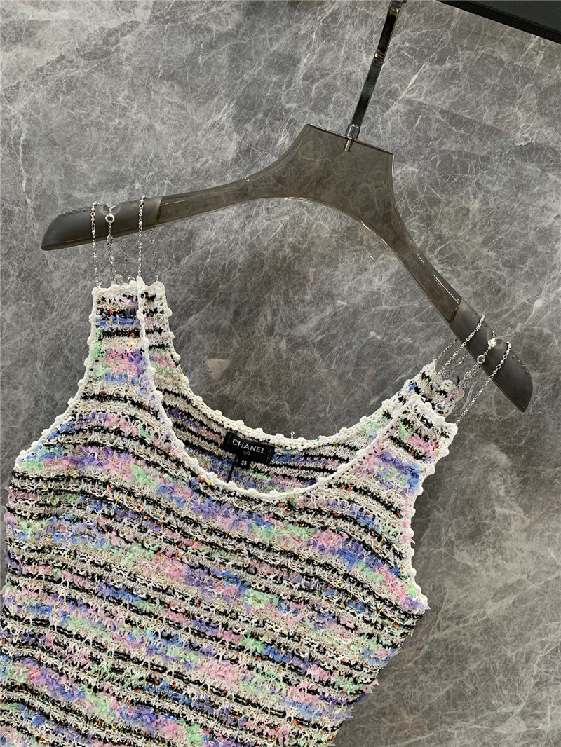 Ch**el colorful striped knitted vest dress replica clothes