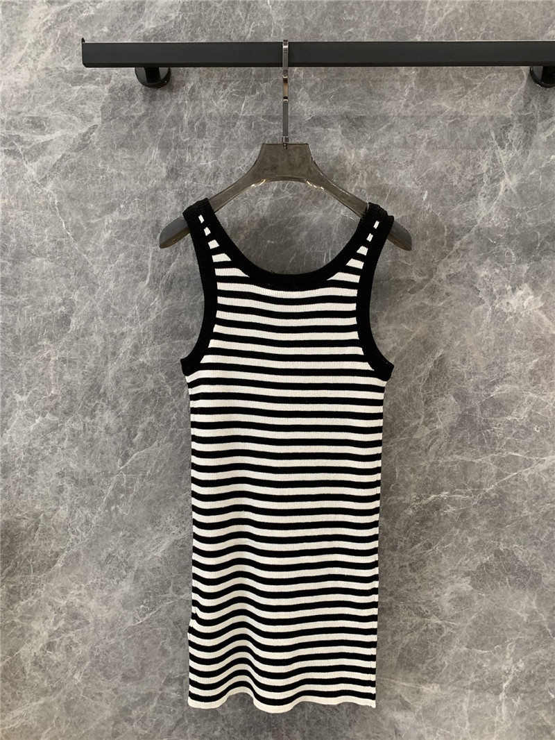 celine black and white striped knitted vest dress replica clothes