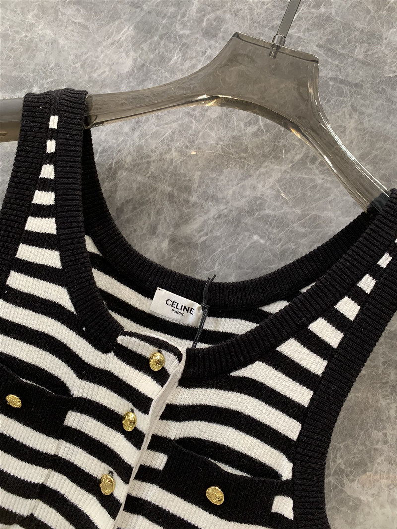 Ce1i*e black and white striped knitted vest dress replica clothes