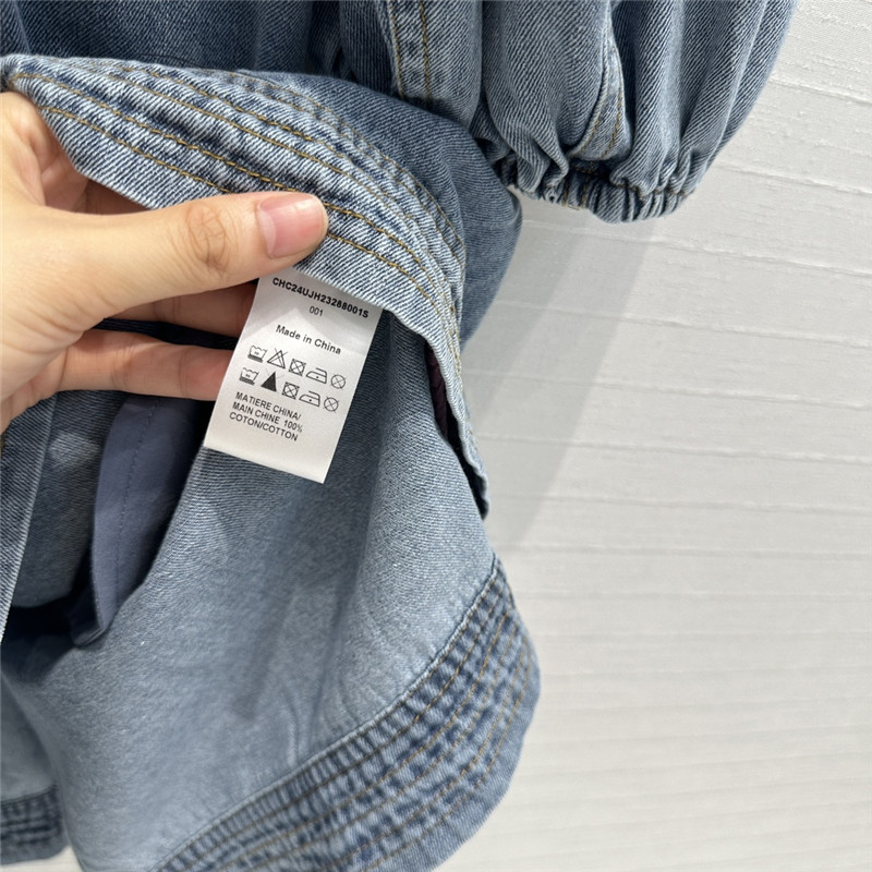 zimm tie bow stand collar denim dress replica designer clothes