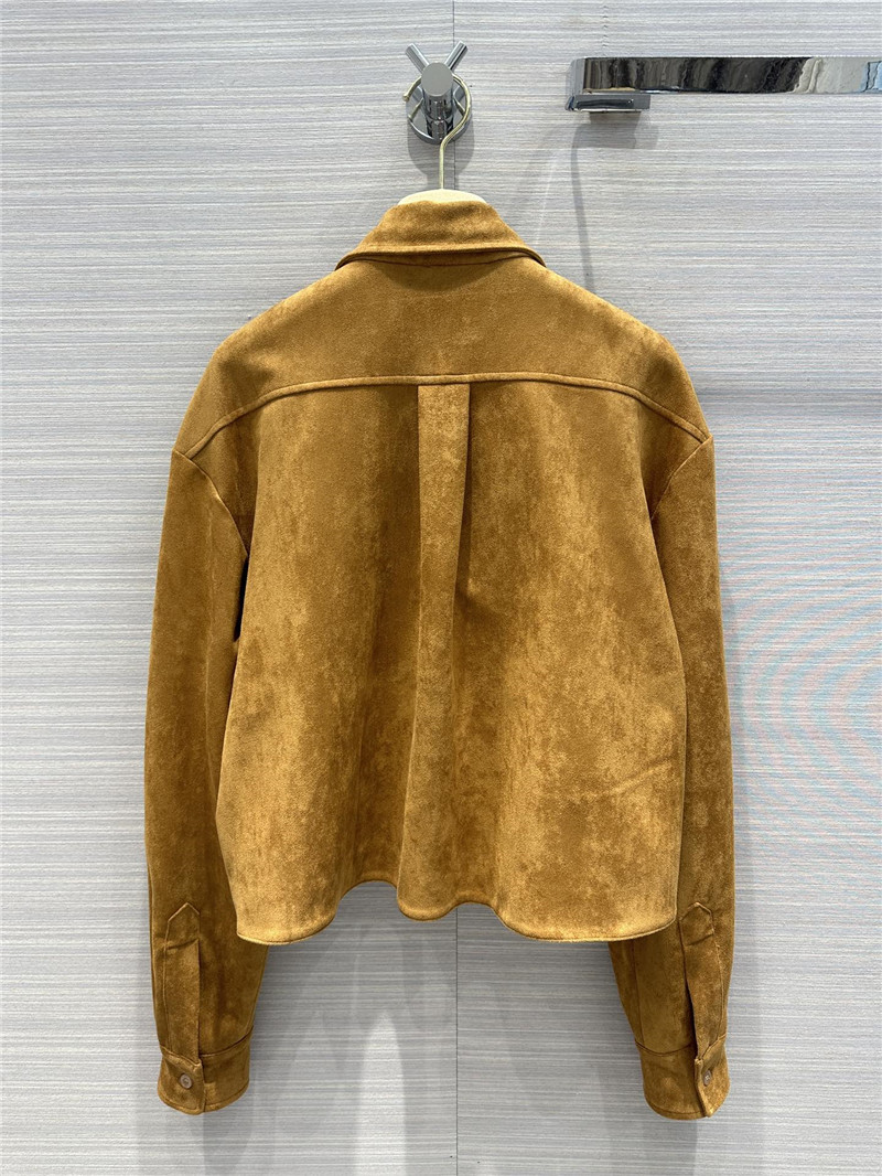 miumiu retro golden brown suede shirt jacket replica clothes