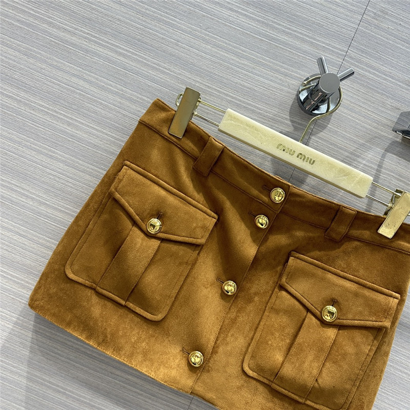 miumiu Retro golden brown suede mini skirt