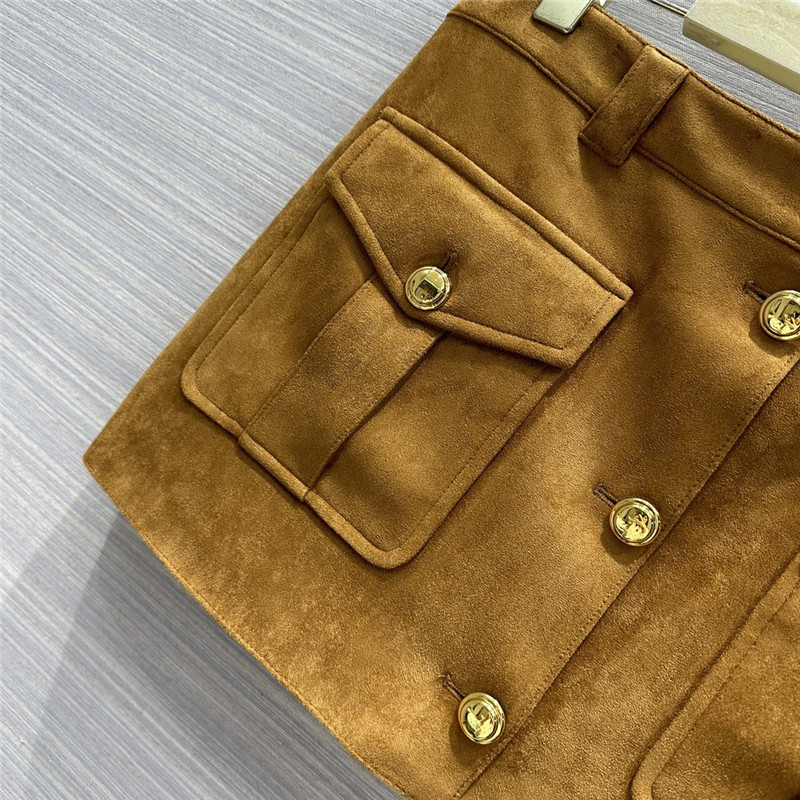 miumiu Retro golden brown suede mini skirt