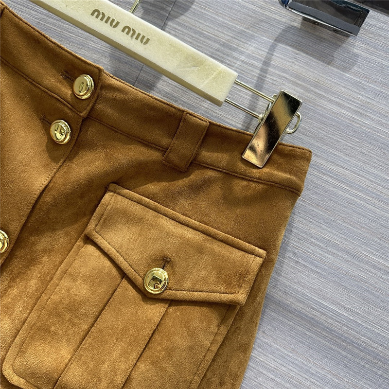 miumiu Retro golden brown suede mini skirt