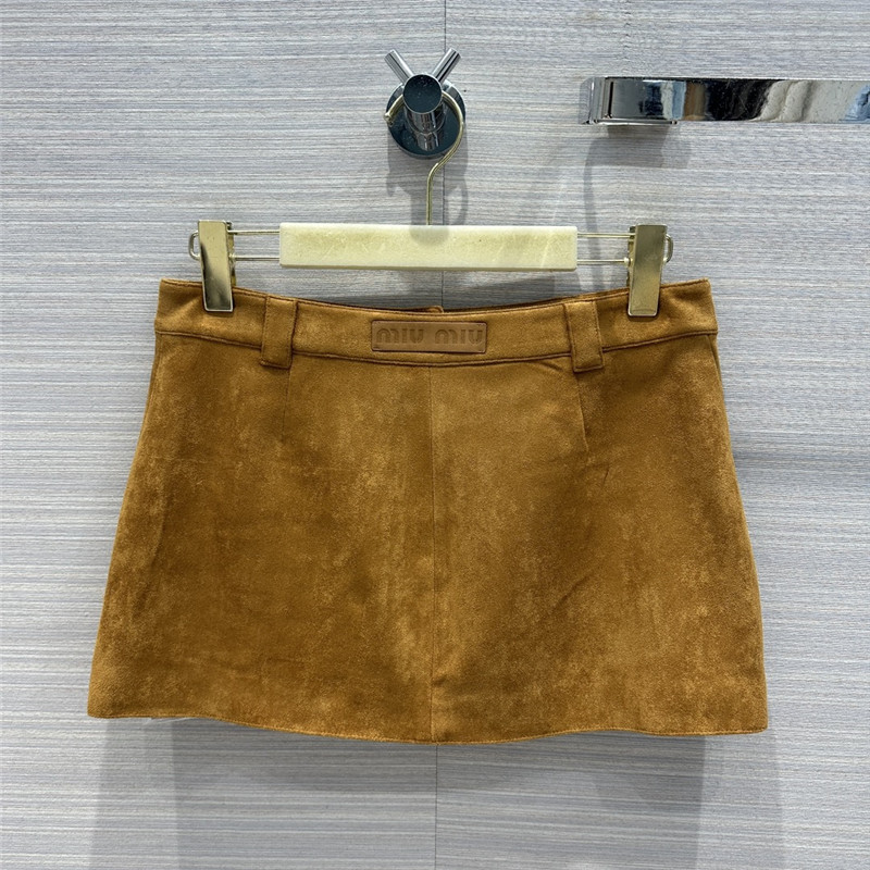 miumiu Retro golden brown suede mini skirt