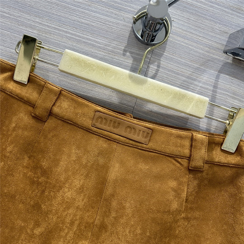 miumiu Retro golden brown suede mini skirt