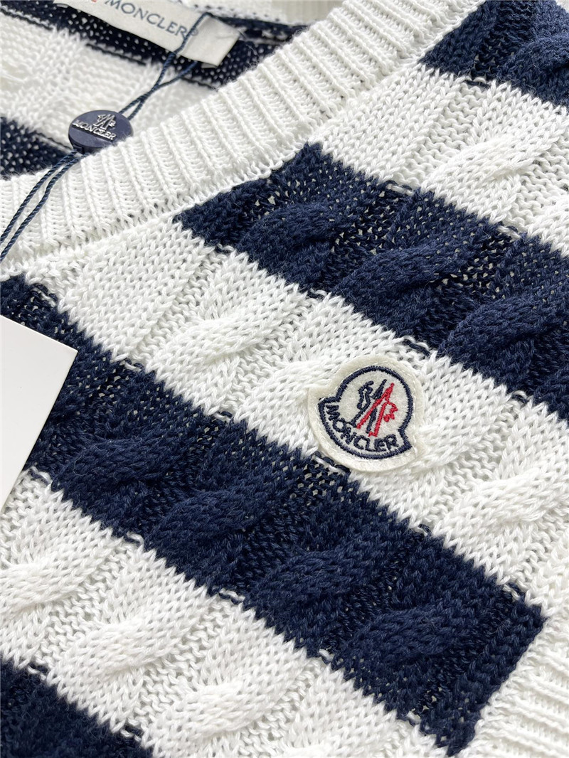 Moncler V-neck striped contrast knitted vest replica clothes