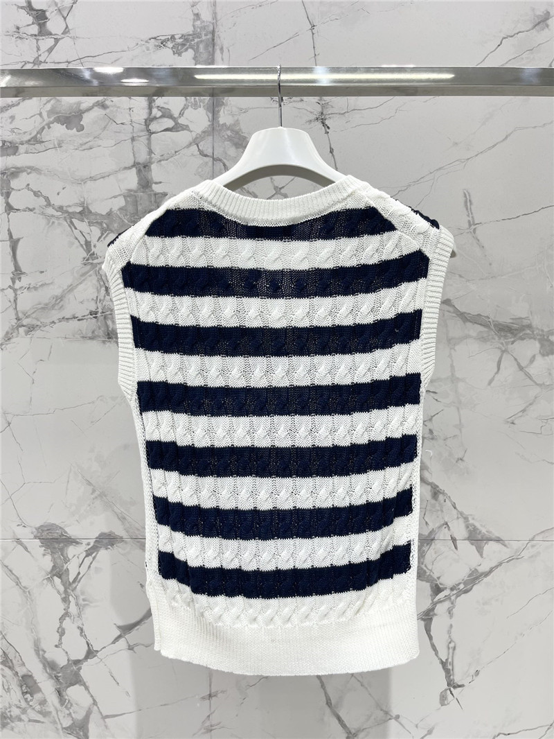 Moncler V-neck striped contrast knitted vest replica clothes