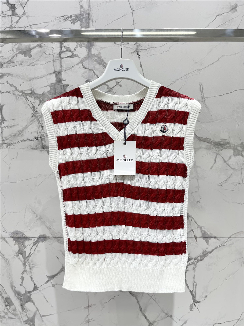 Moncler V-neck striped contrast knitted vest replica clothes