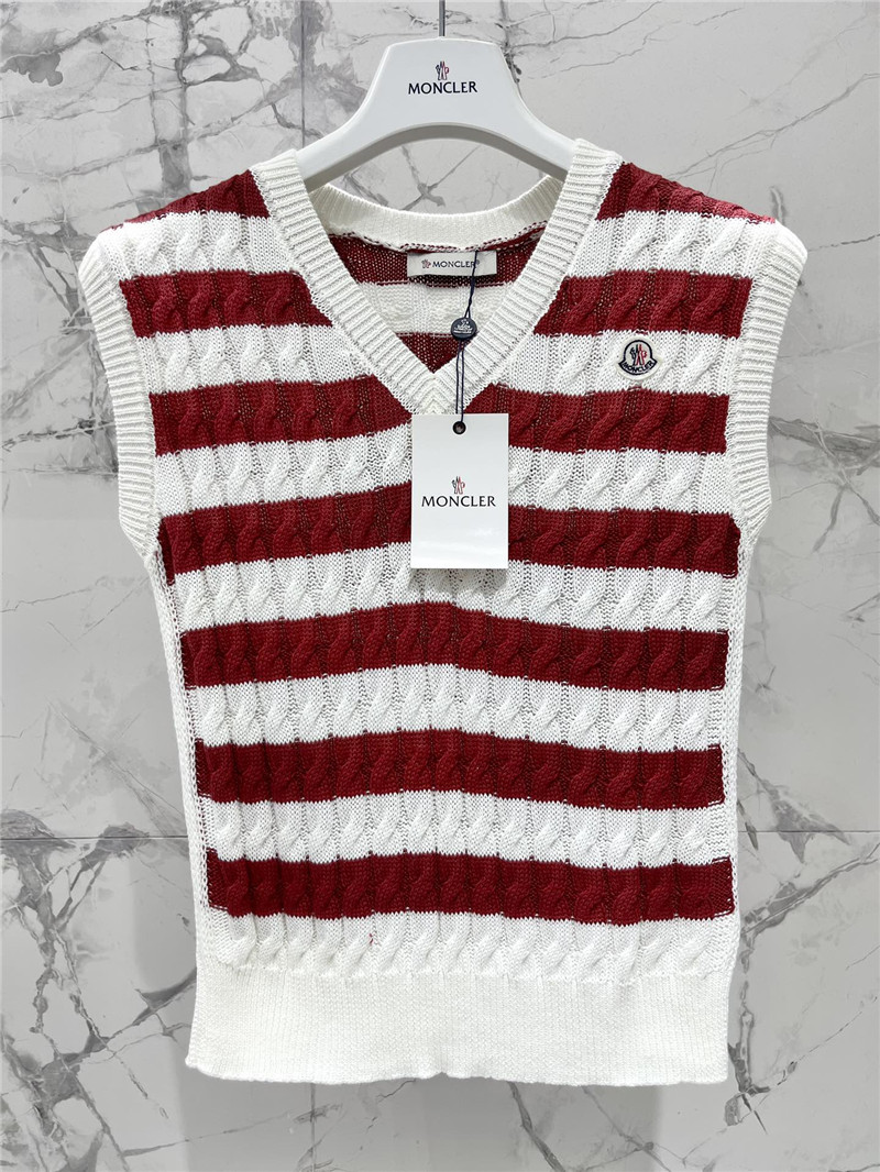 Moncler V-neck striped contrast knitted vest replica clothes