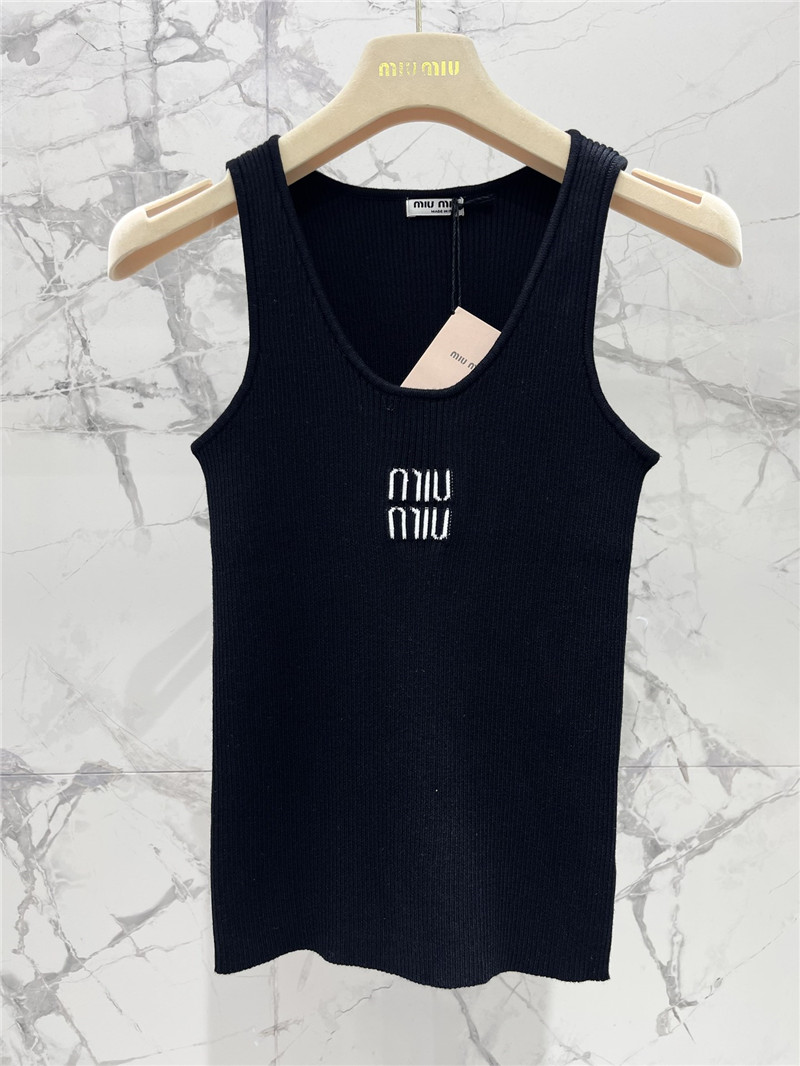 miumiu letter jacquard design ribbed vest replica d&g clothing