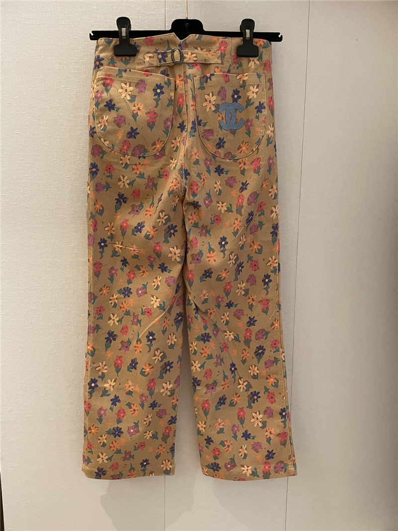 Ch**el floral straight pants replica clothing