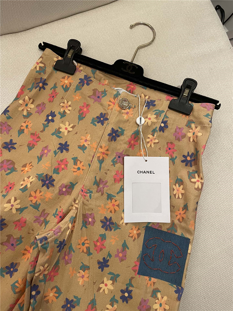 Ch**el floral straight pants replica clothing