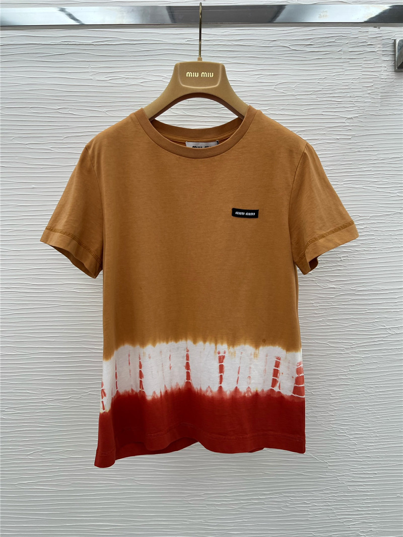 miumiu tie-dyed gradient casual short-sleeved T-shirt replica clothes