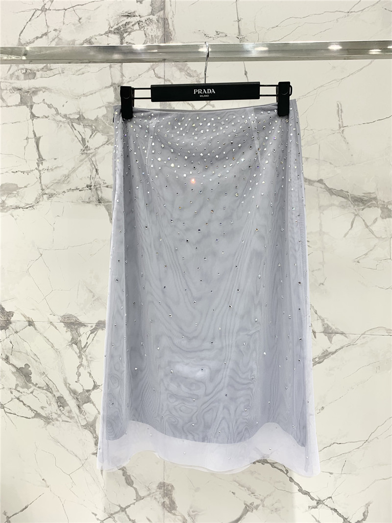 Pra*a mesh rhinestone skirt replica d&g clothing