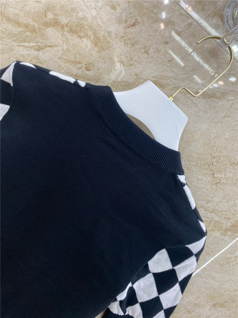 Balmain plaid knitted short-sleeved replicas clothes