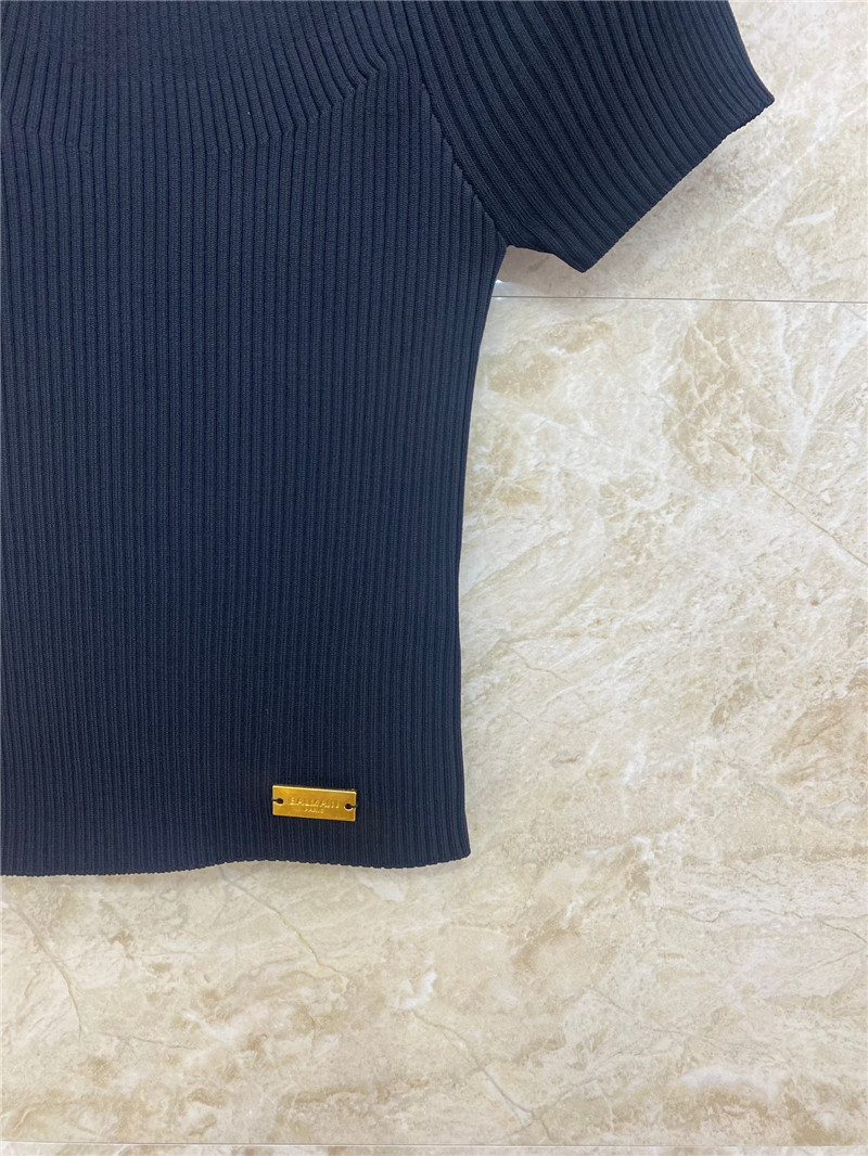 Balmain pleated knit short-sleeved mini top replica clothes