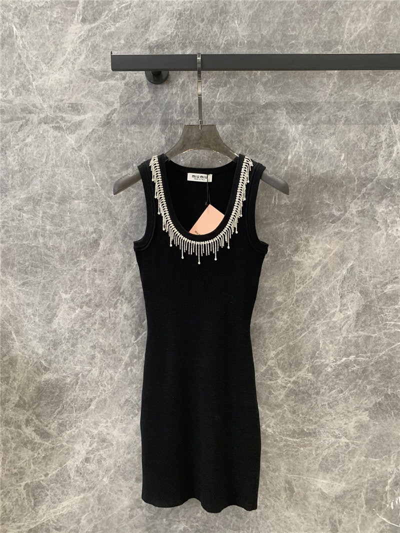 miumiu tassel rhinestone collar knitted vest dress replica clothes
