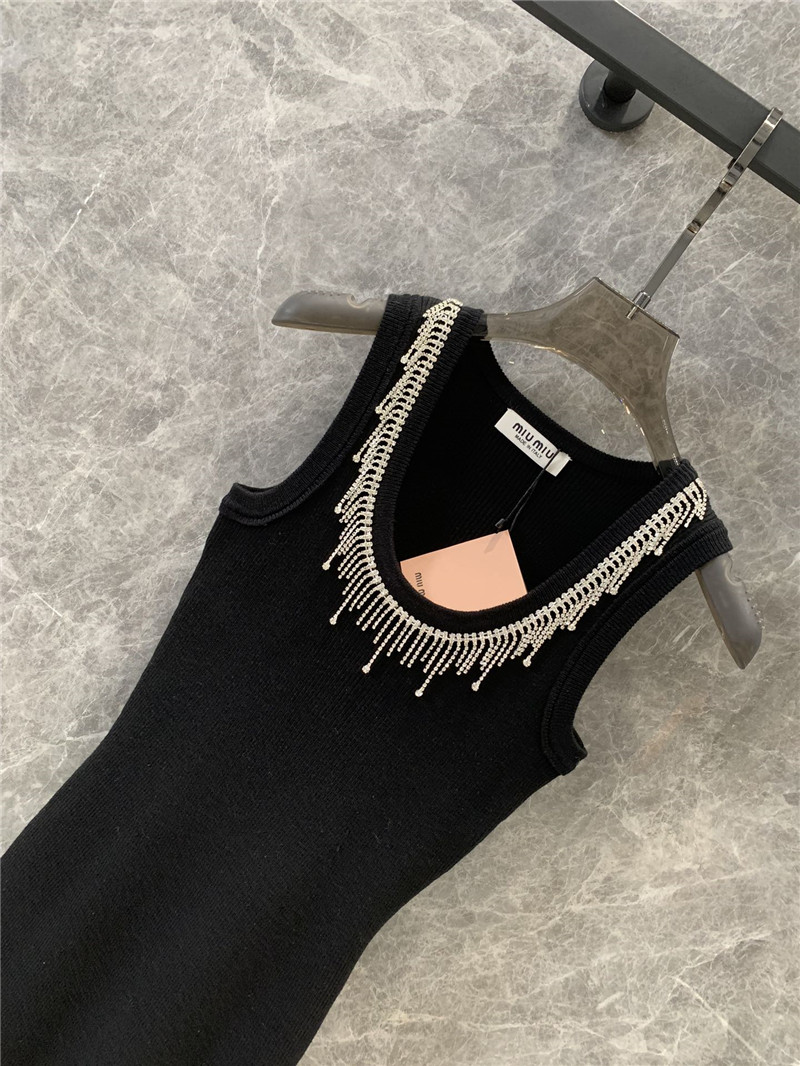 miumiu tassel rhinestone collar knitted vest dress replica clothes