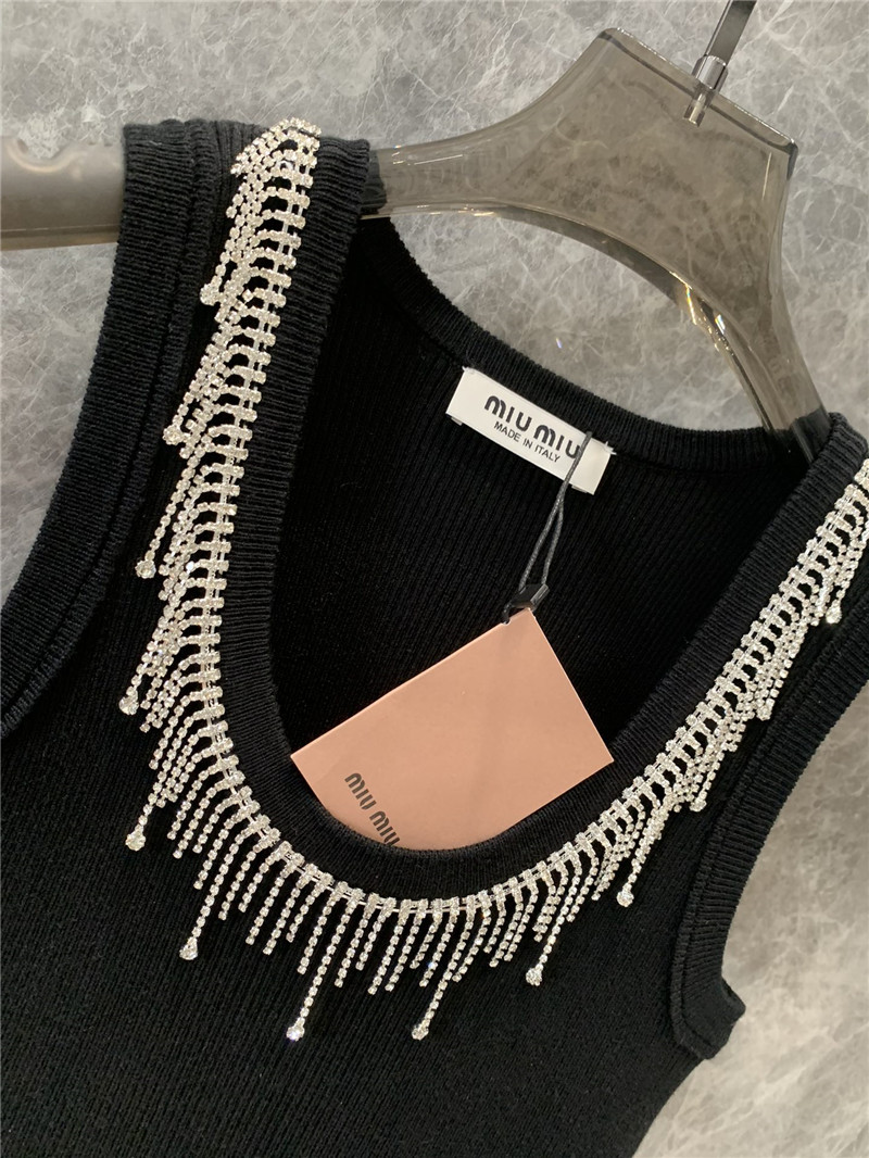 miumiu tassel rhinestone collar knitted vest dress replica clothes