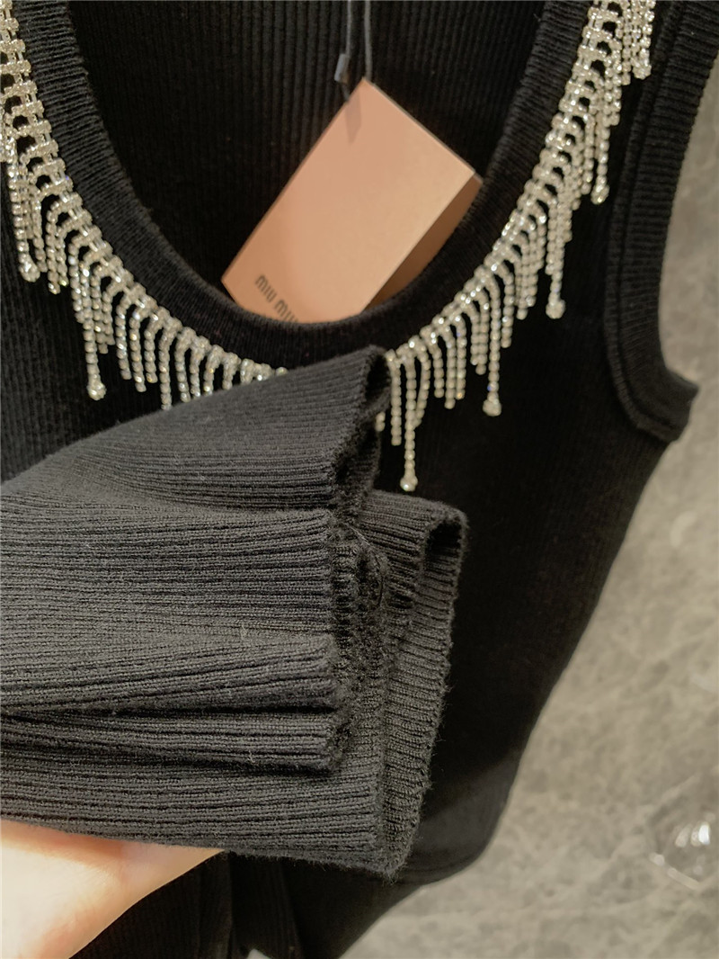miumiu tassel rhinestone collar knitted vest dress replica clothes