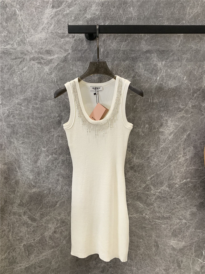 miumiu tassel rhinestone collar knitted vest dress replica clothes
