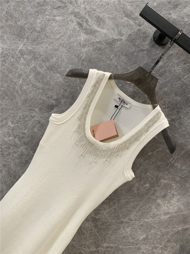 M1um1u tassel rhinestone collar knitted vest dress replica clothes