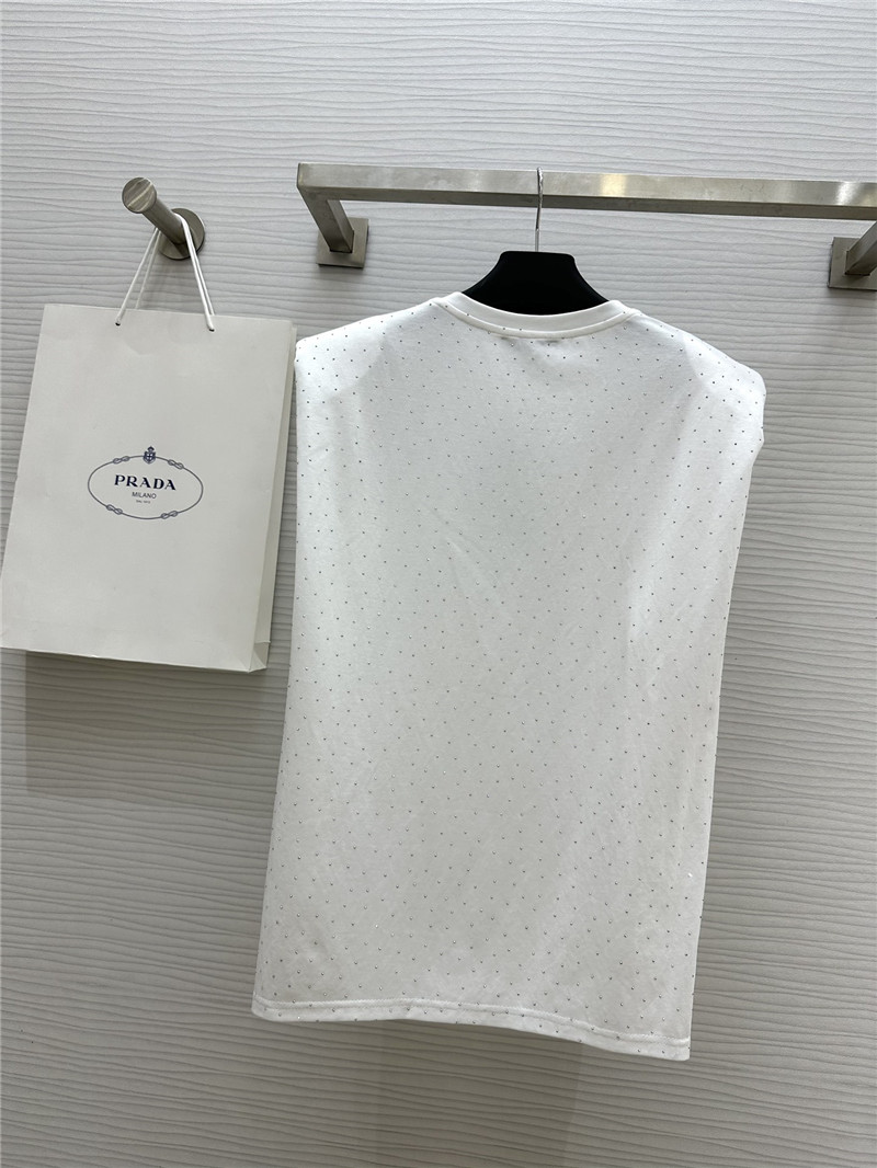 Pra*a starry rhinestone top replica clothes