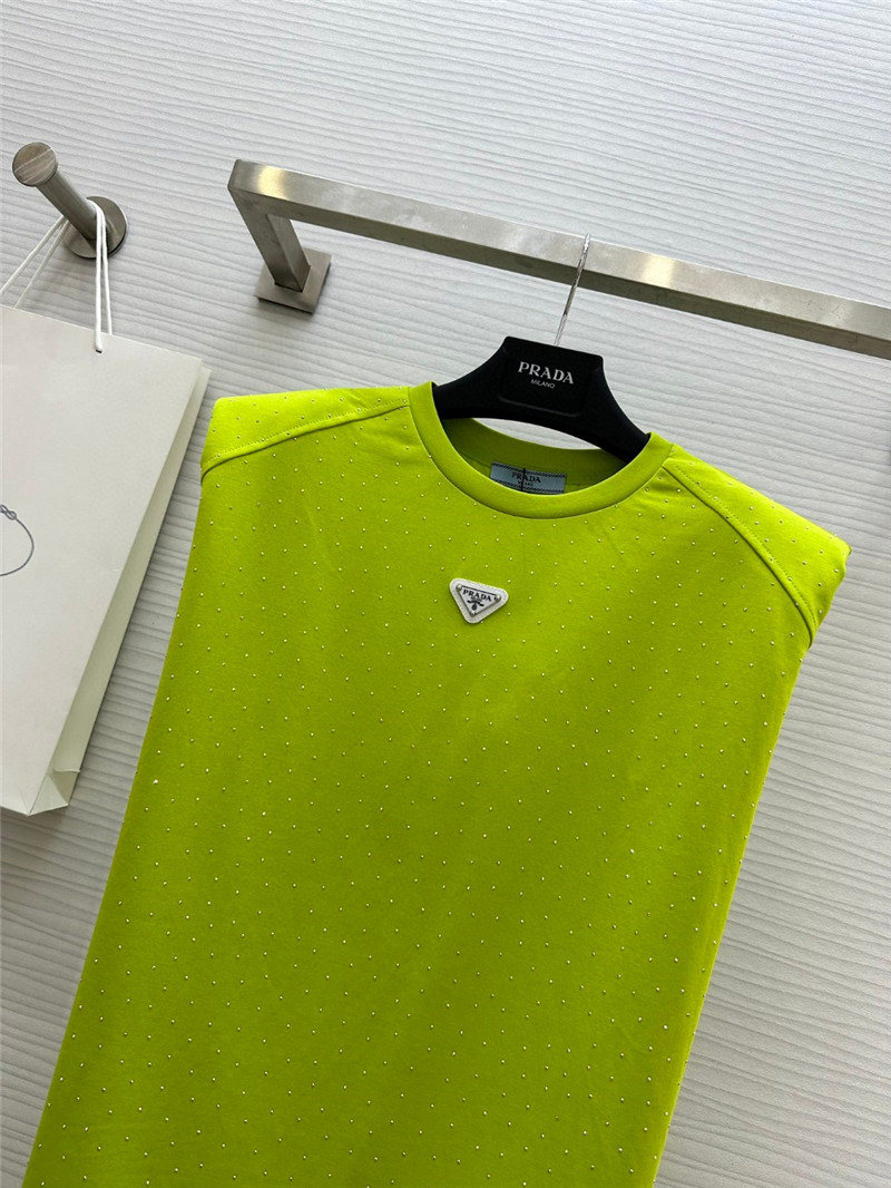 Pra*a starry rhinestone top replica clothes