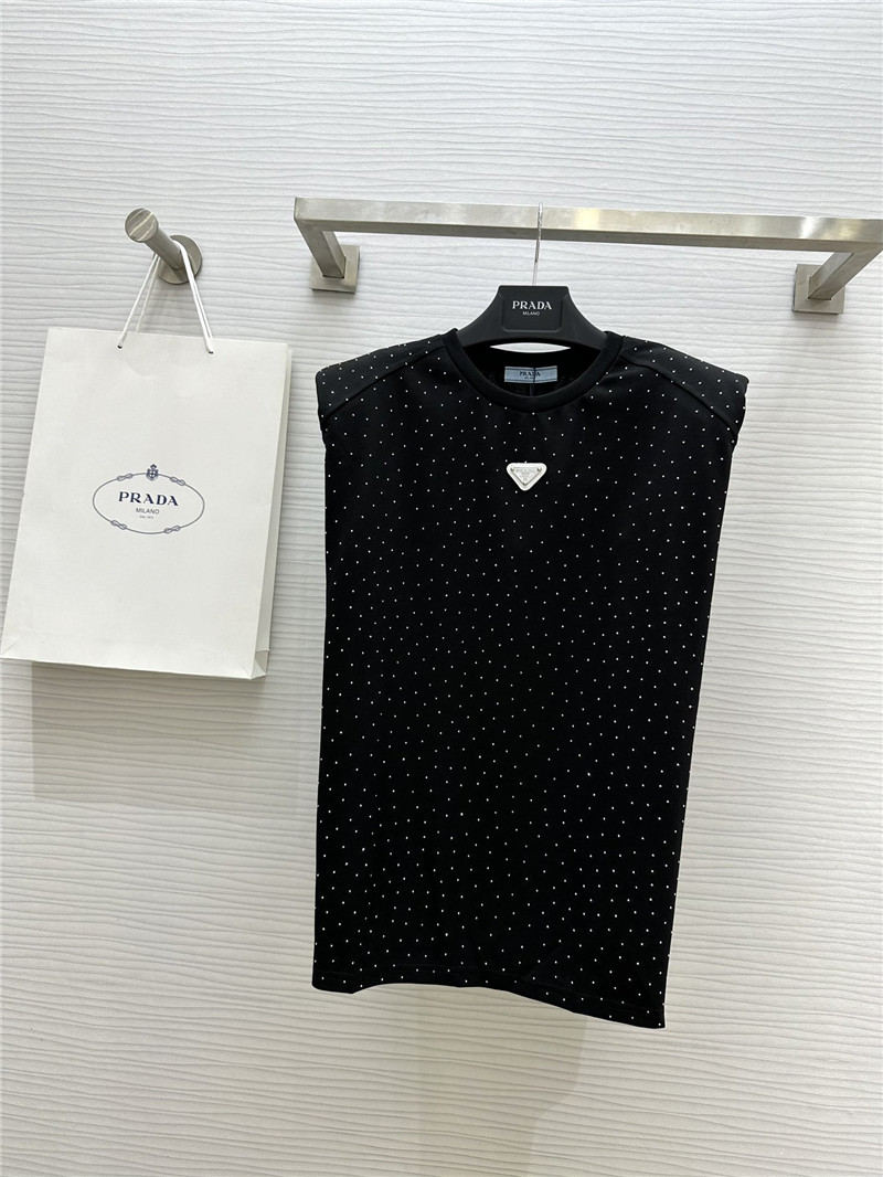 prada starry rhinestone top replica clothes