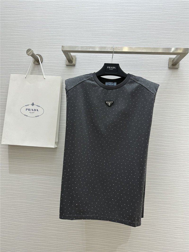 prada starry rhinestone top replica clothes