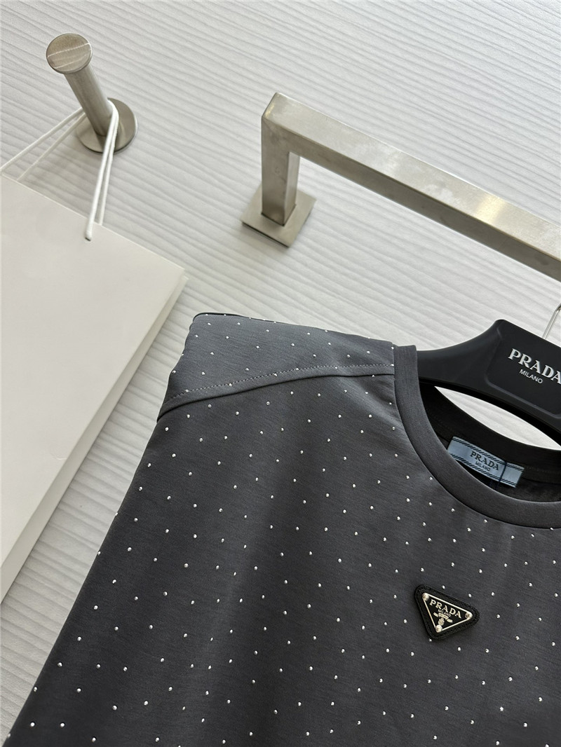 Pra*a starry rhinestone top replica clothes