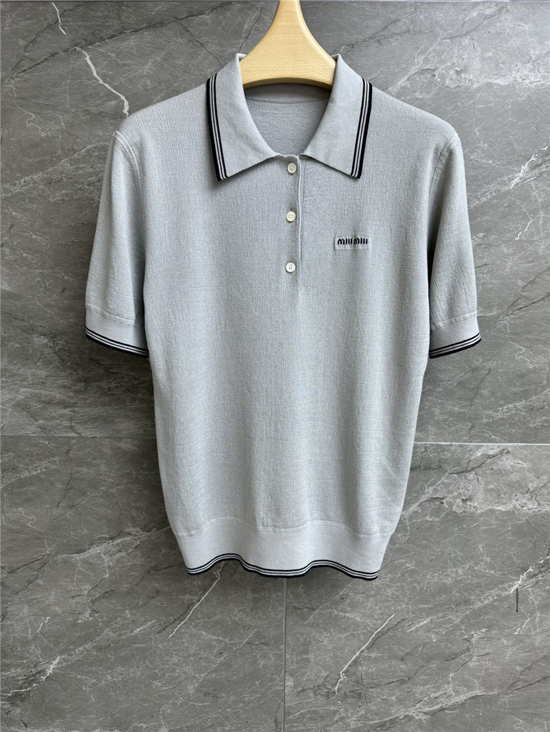 miumiu contrast color polo sweater replicas clothes