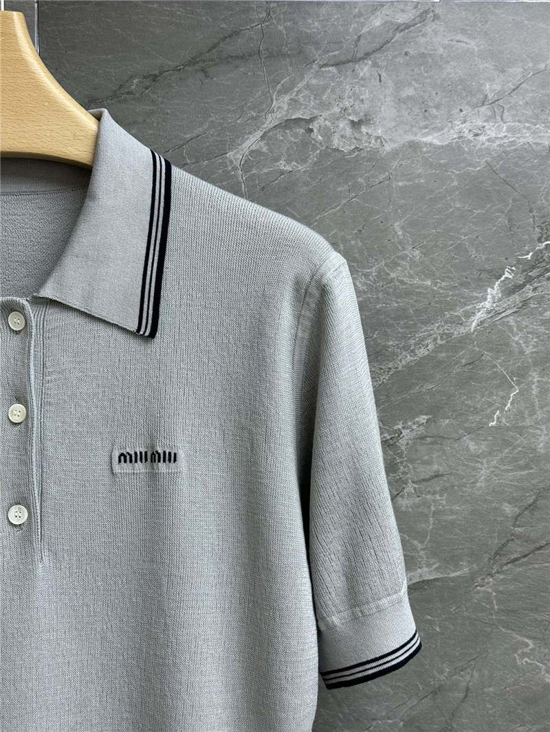 miumiu contrast color polo sweater replicas clothes