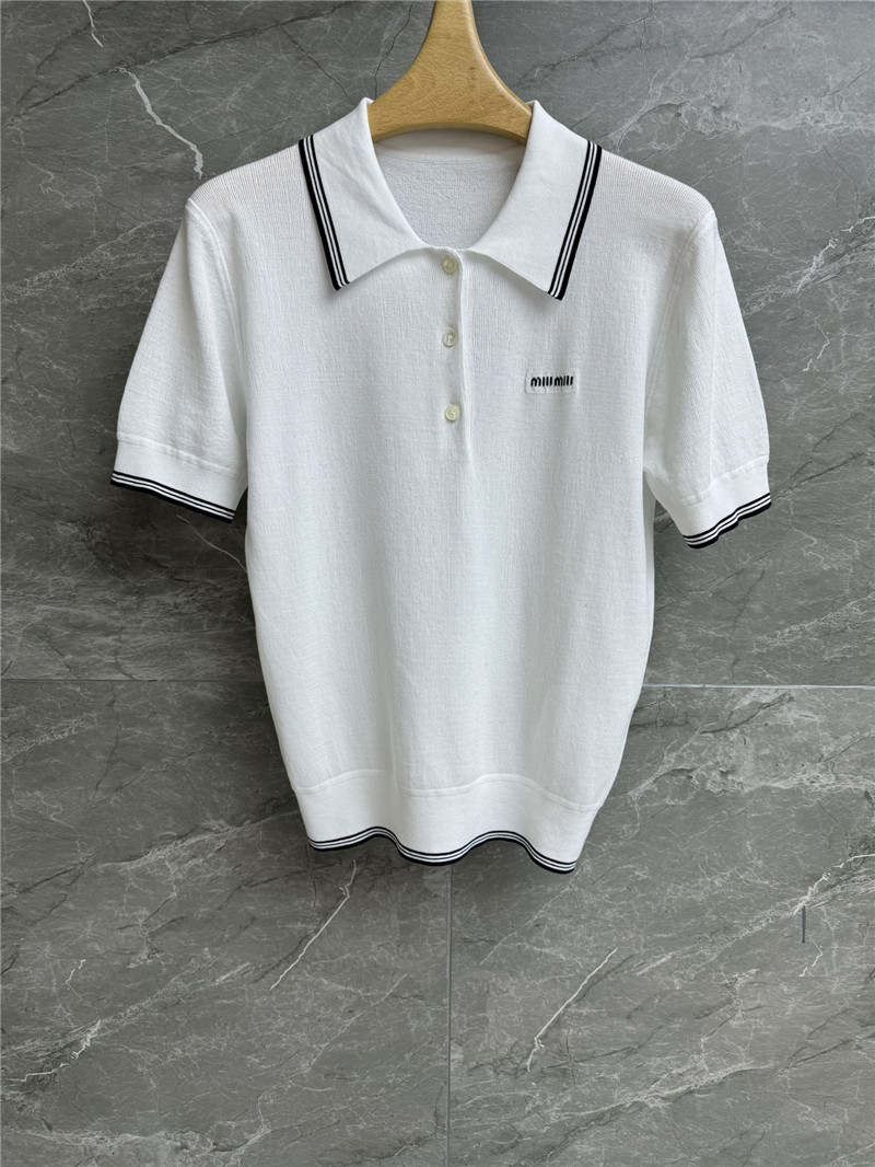 miumiu contrast color polo sweater replicas clothes