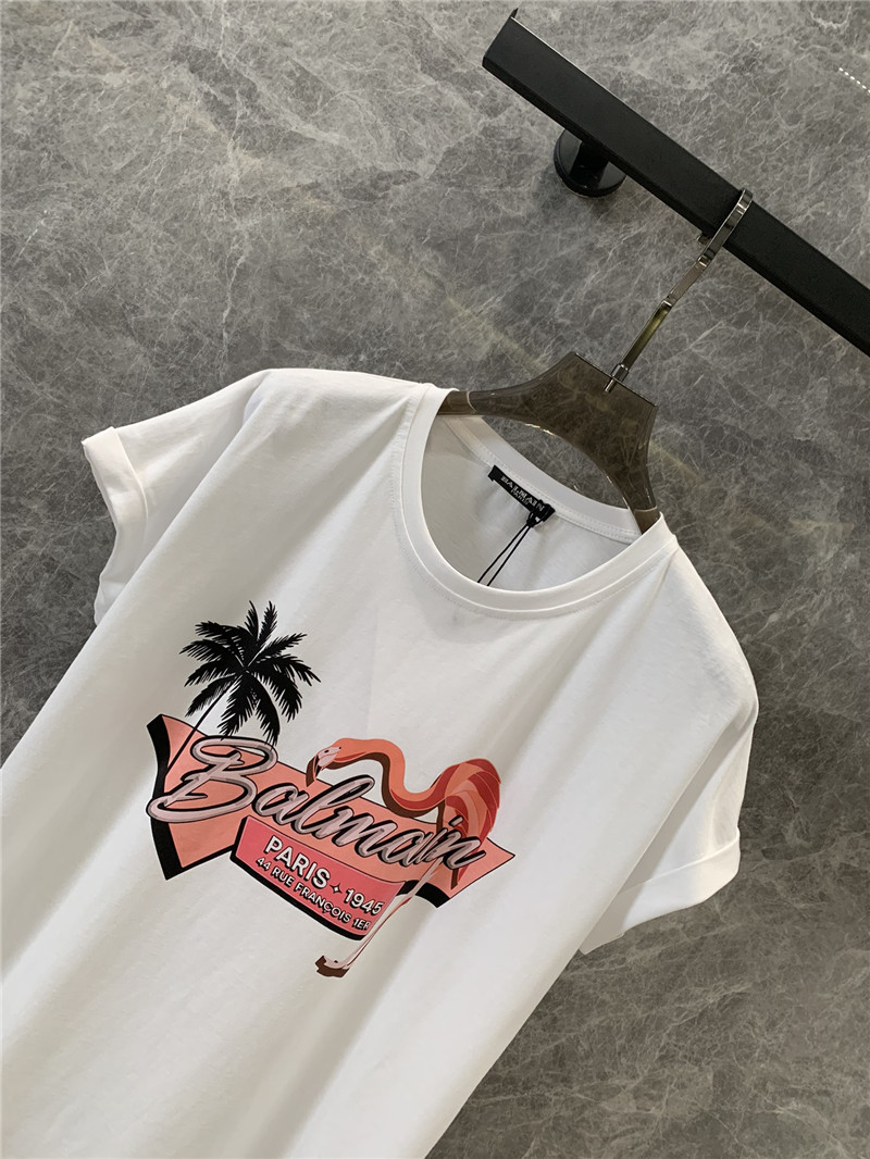 Balmain Flamingo print loose short-sleeved T-shirt replica clothes