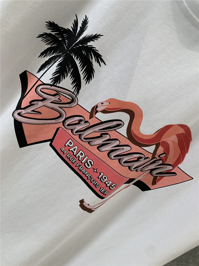 Balmain Flamingo print loose short-sleeved T-shirt replica clothes