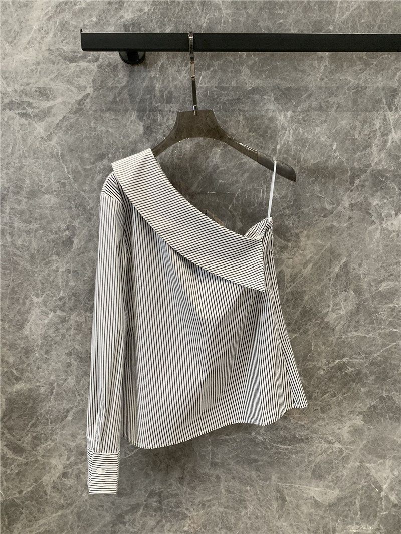 YSL striped one-shoulder off-shoulder irregular shirt replica clothes