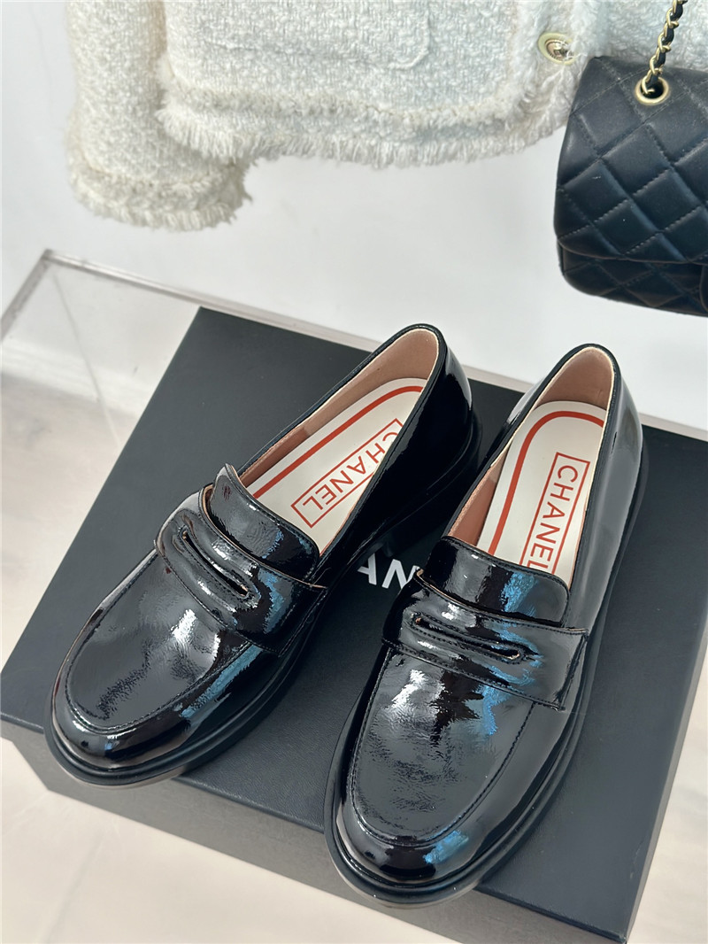 Ch**el white patent leather loafers