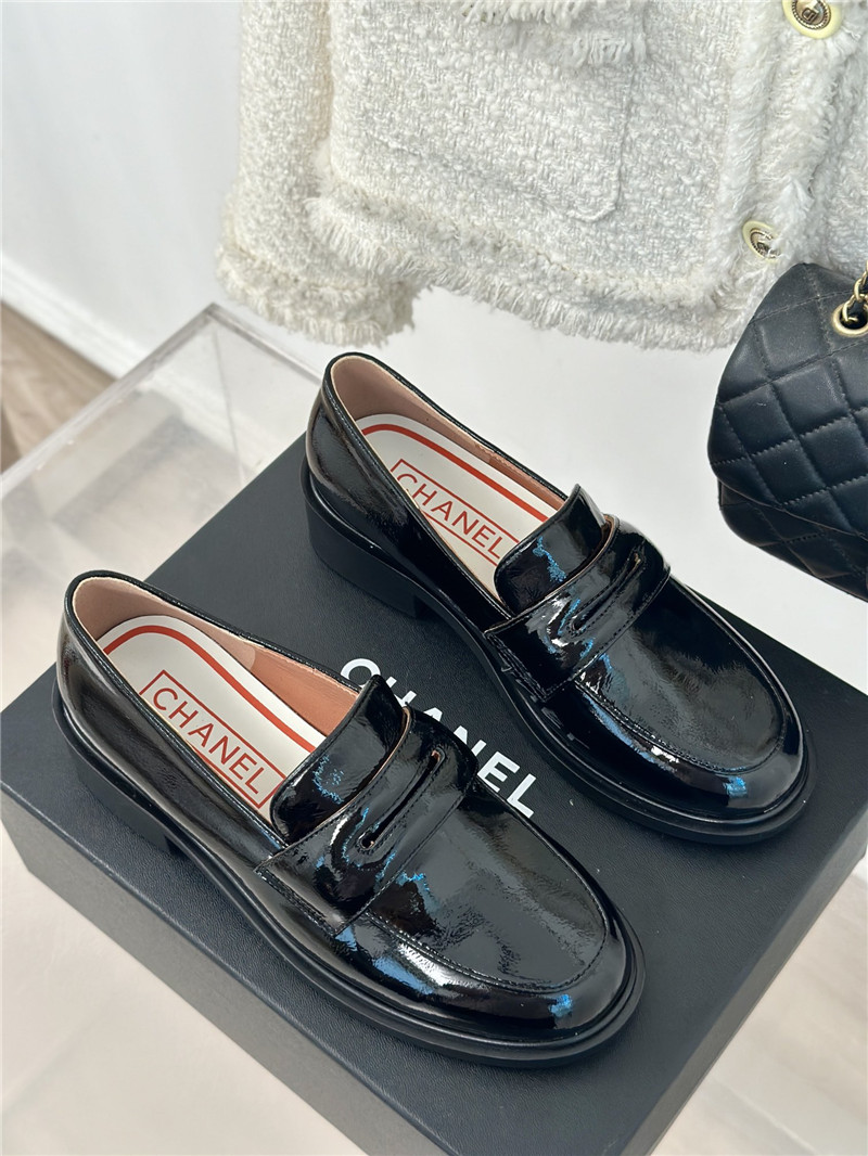 Chanel White Patent Leather Loafers